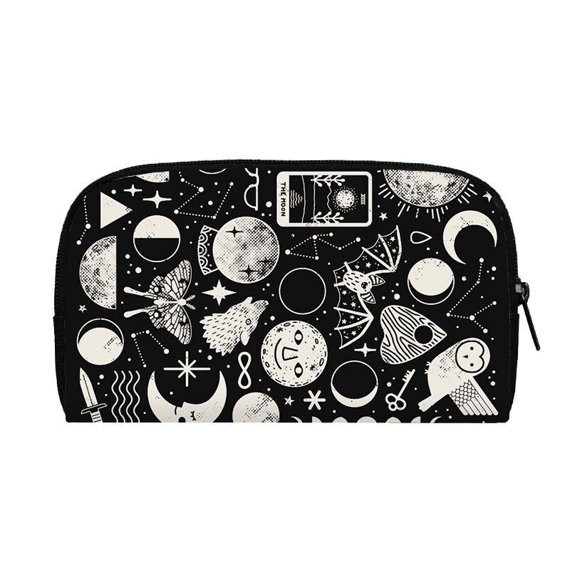 Black Long Wallet Witchcraft Skull Gothic Purse Passport Bag Phone Coin Purses