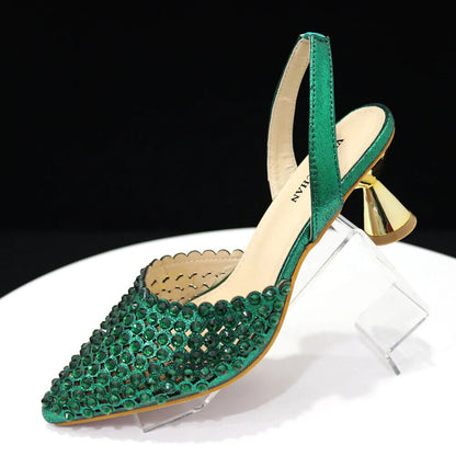 Pointed Toe Heels Women Party Wine Pumps Shoes Bags Matching Set