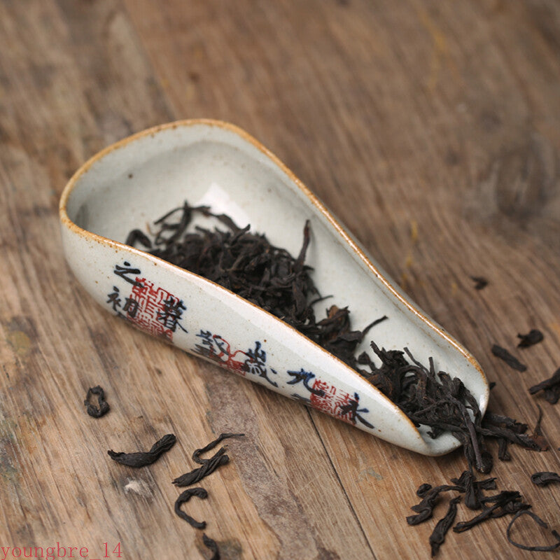 Chinese Calligraphy Tea Spoon Pottery Cha Ze Tea Set Accessories Tea Ceremony