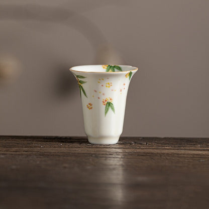 Ceramic Tea Cup Handpainted Chinese Kungfu Cup Scent Cup Floral Designing 45ml