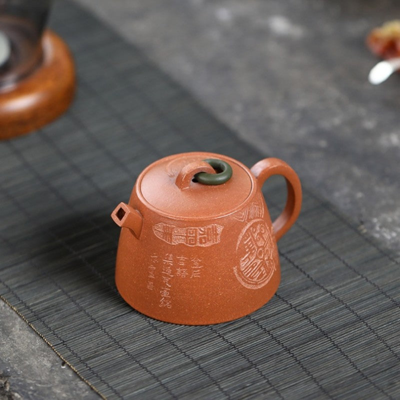 140ml Small Master Pot Handmade Carved Chinese Kungfu Tea Pot Jiangpo Clay China