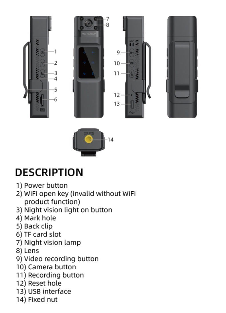 1080P high-definition conference law enforcement recorder HD night vision camera