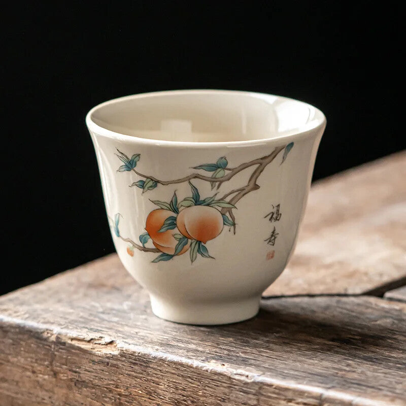 1PC Handmade Tea Cup Hand Painted Ceramic Tea Bowl Chinese Porcelain Tea Set