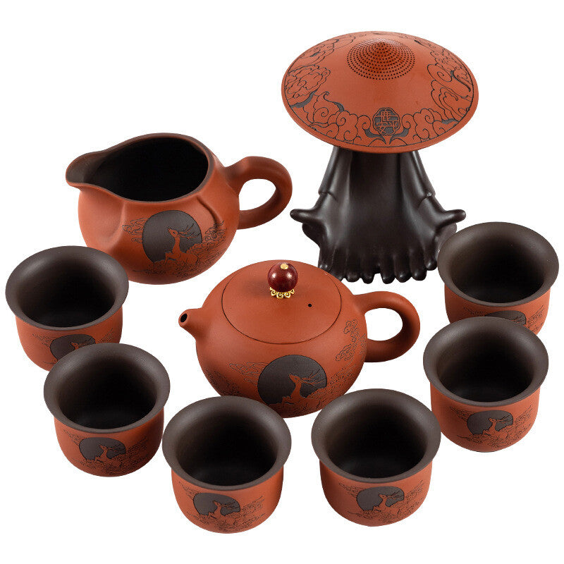 Handmade Tea Set Real Yixing Zisha Purple Clay Tea Pot Cup Pitcher Filter Net