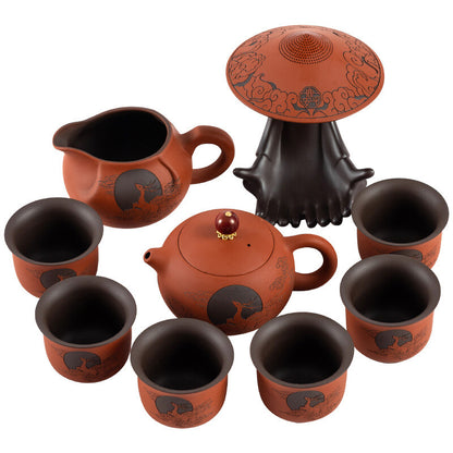 Handmade Tea Set Real Yixing Zisha Purple Clay Tea Pot Cup Pitcher Filter Net