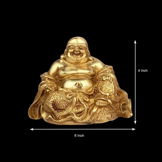 Feng Shui Happy Man Laughing Buddha Sitting Brass Statue Idol Home Decor