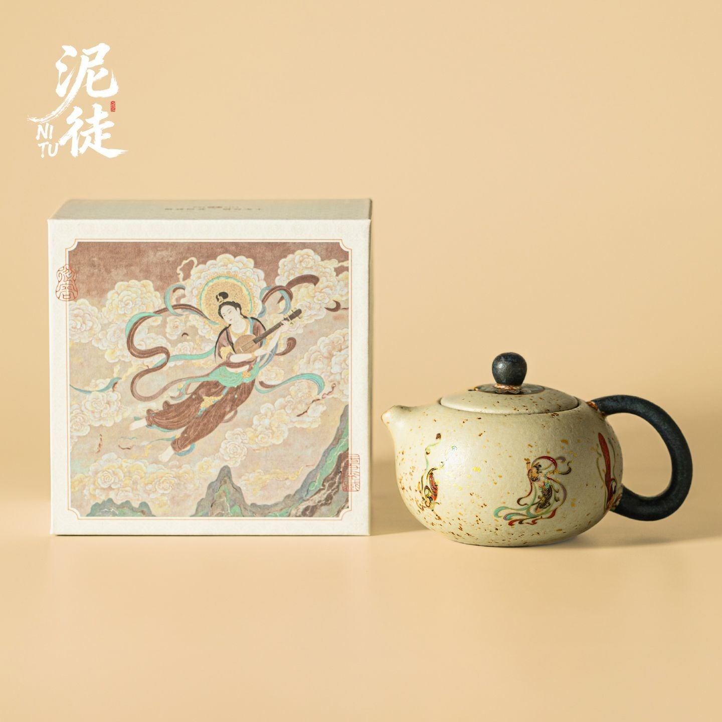 Dunhuang Flying Apsaras Ceramic Teapot 200ml Gift Box Set