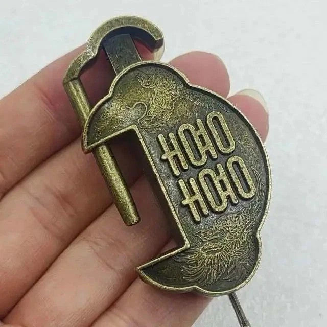 Mini Vintage Chinese Brass Horizontal Padlock Small Lock For Jewelry Box Cabinet