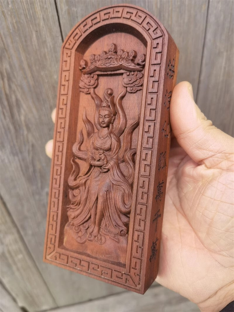 Lightning Struck Jujube Wood Carved Token Nine Tailed Fox Amulet Tool Collection