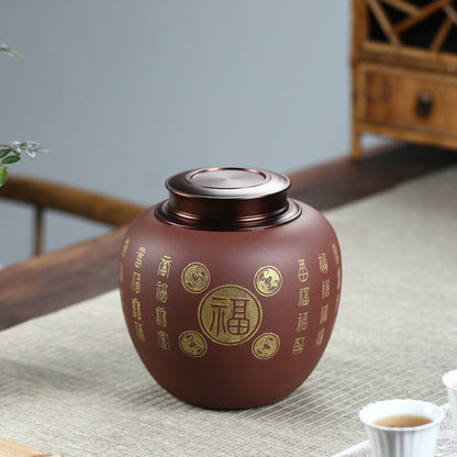 Sealed Tea Canister With Lid Chinese Yixing Zisha Purple Clay Awakening Tea Jar