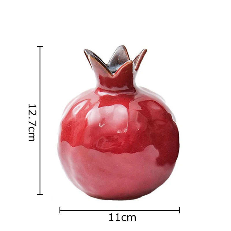 12.7cm Exquisitely Porcelain Handcarved Pomegranate Vase Tea Pet Decoration