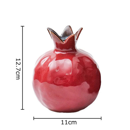 12.7cm Exquisitely Porcelain Handcarved Pomegranate Vase Tea Pet Decoration