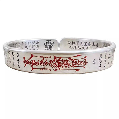 Taoist Symbol Alloy Bangle Vintage Open Cuff Chinese Cultural Bracelet