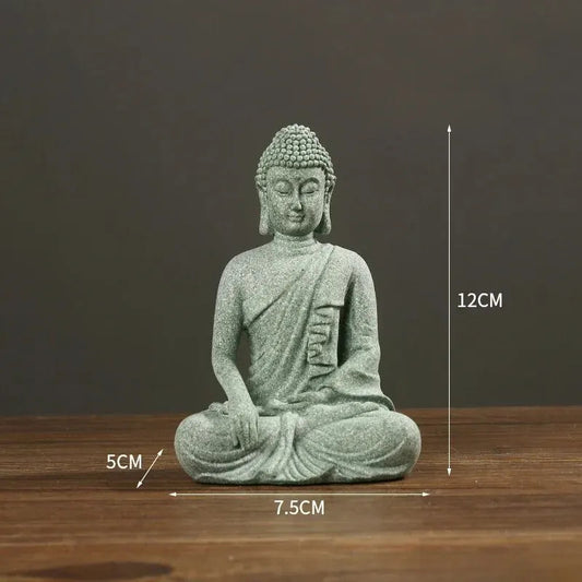 12cm Exquisitely Vintage Green Sand Stone Buddha Statue Tea Pet Decoration