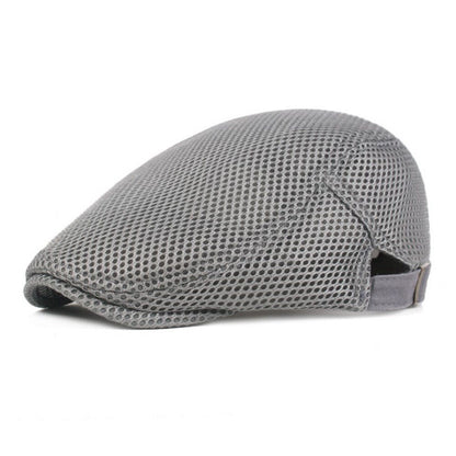 Unisex Casual Beret Hat Flat Cap Breathable Mesh Cap Newsboy Style Adjustable