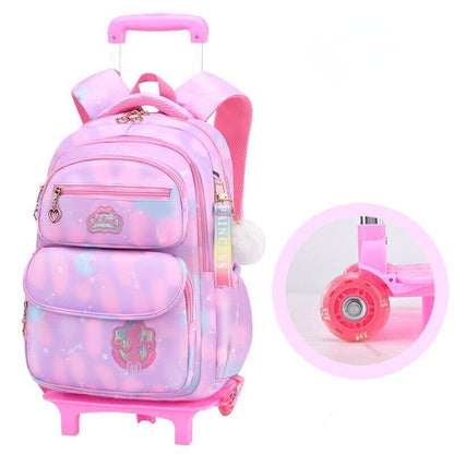 Girls Wheel School Bags Children Primary School Backpack Kids Book Bag Schoolbag