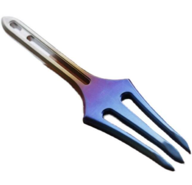 Titanium Alloy Fork Small Harpoon Crowbar Pry Bar keychain EDC Tool Pendant Gift