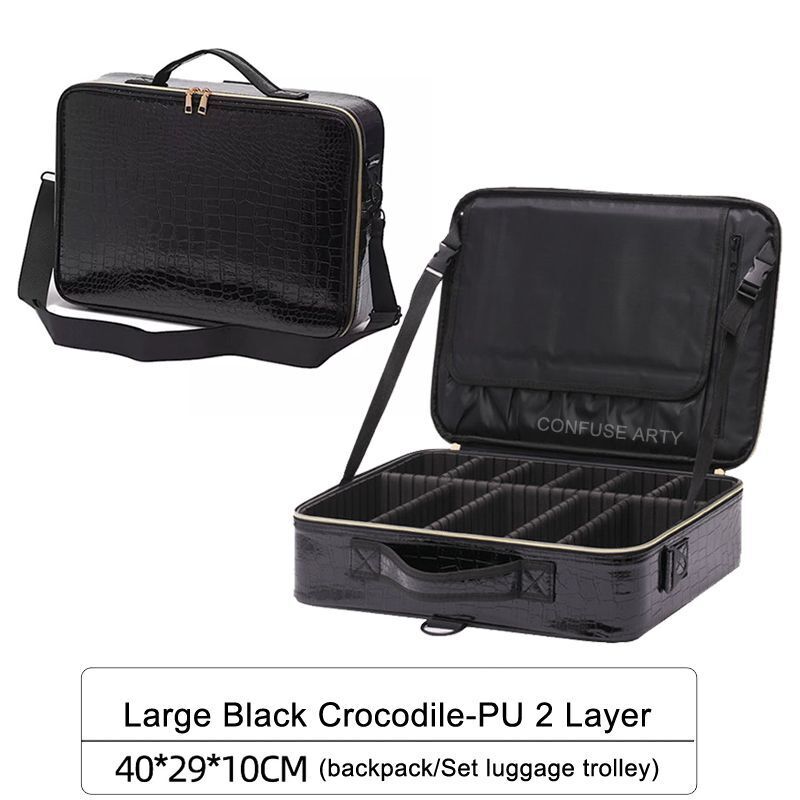 Make Up Case Professional Cosmetic Bag Synthetic Leather Makeup Purse Waterproof