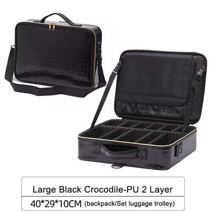 Make Up Case Professional Cosmetic Bag Synthetic Leather Makeup Purse Waterproof
