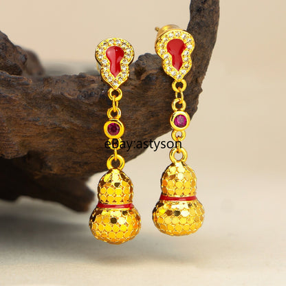 Brushed Gourd 24K Gilding YELLOW GP GOLD Earrings