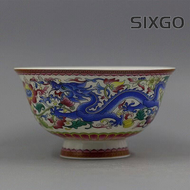 Chinese Porcelain Blue and White Porcelain Bowl with Dragon & Phoenix