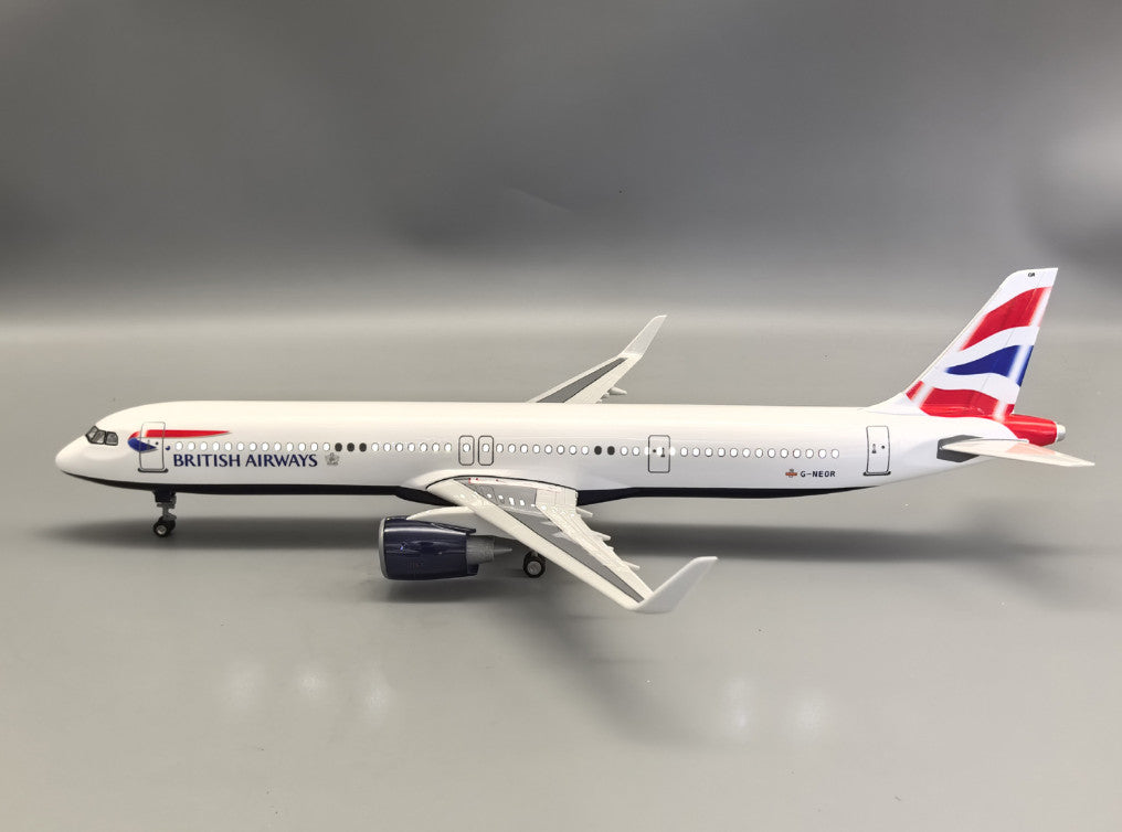 45CM 1:100 BRITISH AIRWAYS AIRBUS A321neo Airplane LED Sound Light Resin Model