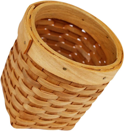 Wooden Pen Holder Woven Flower Arrangement Basket Makeup Brush Holder Desk Gift