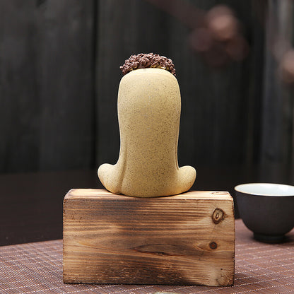 Purple Sand Buddha Sculpture Stump with Tea Pet Ornaments
