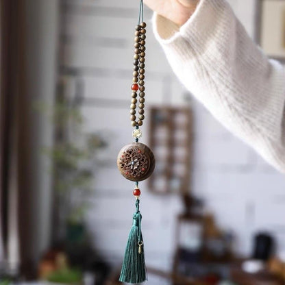 Green Sandalwood Passion Flower Sachet Pendant Car Mirror Hanging Handmade Bag