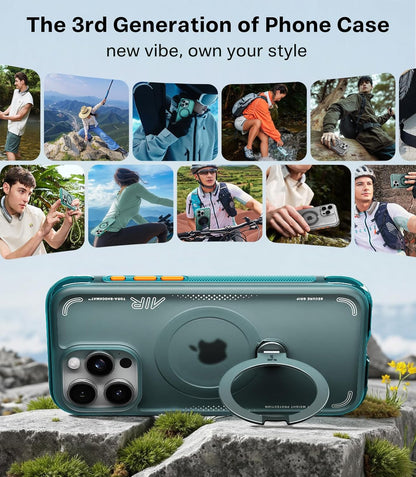 Ostand Q3 Air for Iphone 15 Pro Max Case with Magsafe & 360 Magnetic Stand, Dyna