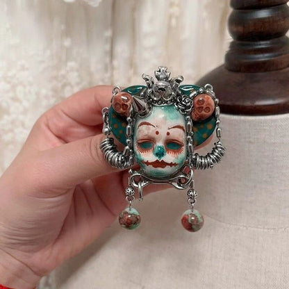 Original Heavy Punk Clown Necklace Choker Dark Vintage Beaded Ring Choker