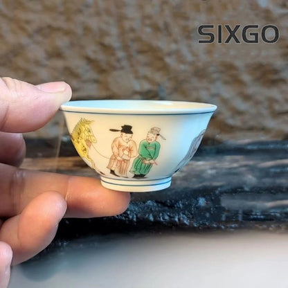 50ml Vintage Chinese Jingdezhen Doucai Ceramics Handmade Scholar Tea Cup