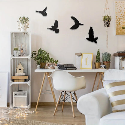 Black Birds Metal Wall Decor, 4pcs Birds Metal Wall Art Decorative Metal Art