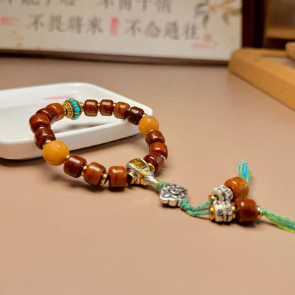 Tibetan Bracelet Men Prayer Beads Horn Copper Wrist Mala