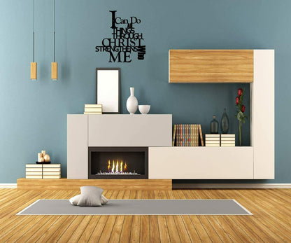 I Can Do All Things - metal Roots Decor - Christian Wall Decor - 14 inch(Black)