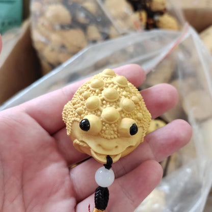 Three Legged Golden Toad Wooden Carving Zhaocai Car Pendant Handicrafts