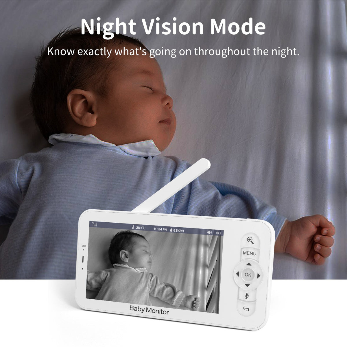 Upgraded Smart WiFi Baby Monitor B5, 5-inch Display, 1080p Camera 3000mAh