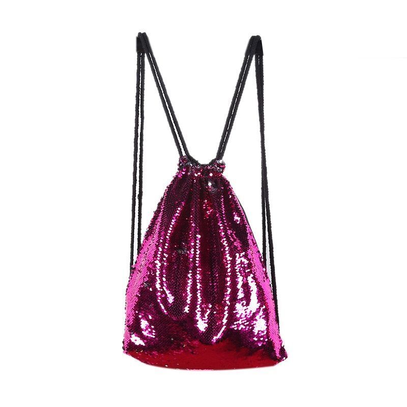 Fashion Color Changing Sequins Drawstring Bags Outdoor Sports Backpack Polyester
