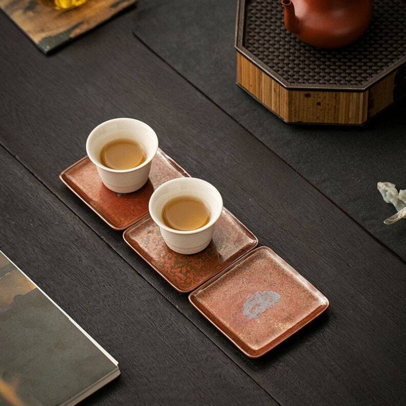 Square Ceramic Tea Coasters|Coffee Coasters|Tea Ceremony Accessories