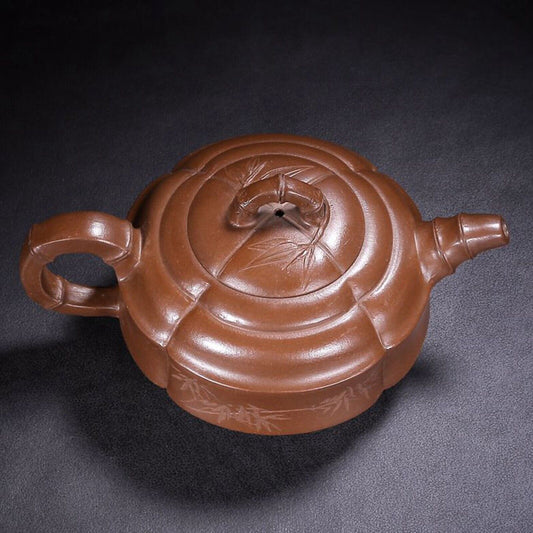 Vintage China Yixing Purple Clay Teapot Zisha Ceremony Exquisite Bamboo Tea Set