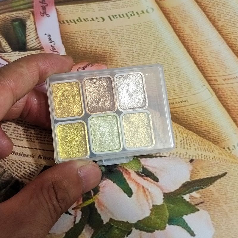 Nail Art 6-9Pc Solid Watercolor Paint Handmade Golden Acuarelas Palette Painting