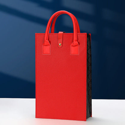 Red Wine Bag Exquisite Gift Oxes Portable PU Leather Bag Handle Champagne Bag