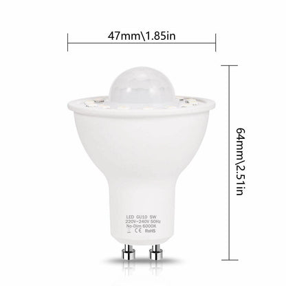 PIR Motion Sensor LED Light Bulbs GU10 5W 50W Equivalent 500lm Day White 6000K