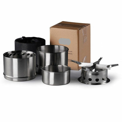 Folding wood gasifier Stainless Steel Solidified Alcohol Stove Cooking System