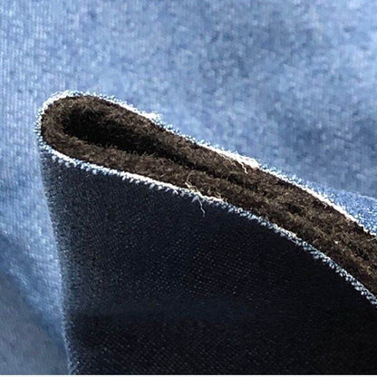 DIY Stretch Washed Denim Fabric Handmade Fleece Lined Warm Jeans Pant Coat Cloth