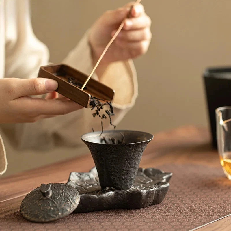 80Ml handmade coarse pottery Taiwan ancient bronze glaze household tea set -