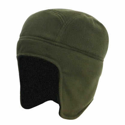 Men Women Warm Fleece Beanie Earflap Solid Color Adjustable Winter Hat Skull Cap