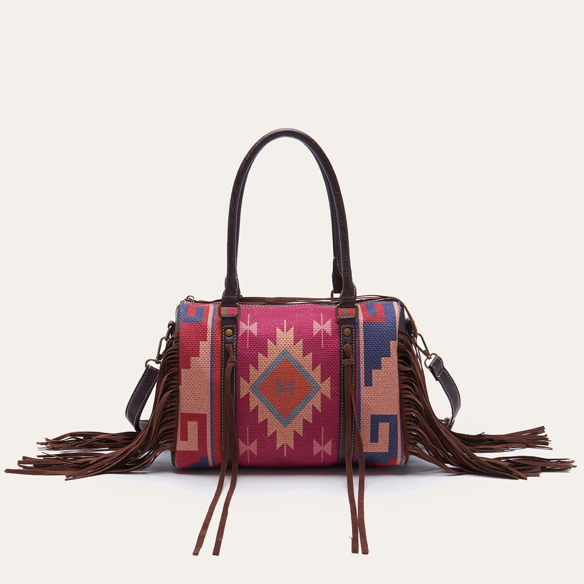 Celela Retro Handwoven Tassel Cotton Shoulder Handbag Women Square Small Bag