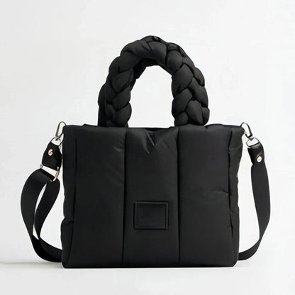 Quilted Tote Bags Women Down Handbags Woven Handle Shoulder Bag Winter Bag