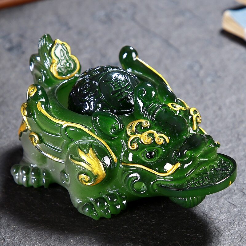 1pc Retro Golden Toad Statue Resin Color Changing Tea Pet Tea Figurine Ornament